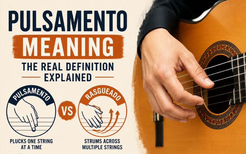 Classical guitar hand demonstrating pulsamento finger-plucking technique.