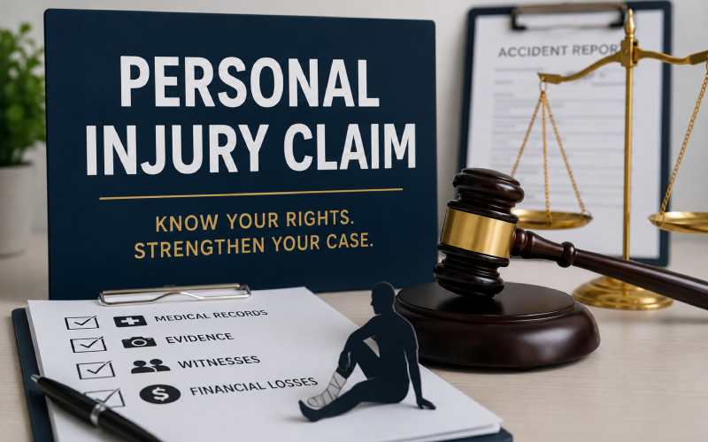 Personal injury claim evidence and legal documents